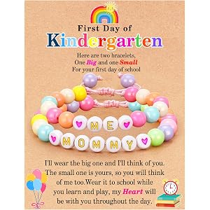 HEYOLL Back to School Supplies, First Day of Kindergarten Bracelet Mommy and Me, First Day of School Gifts for Students, Moth
