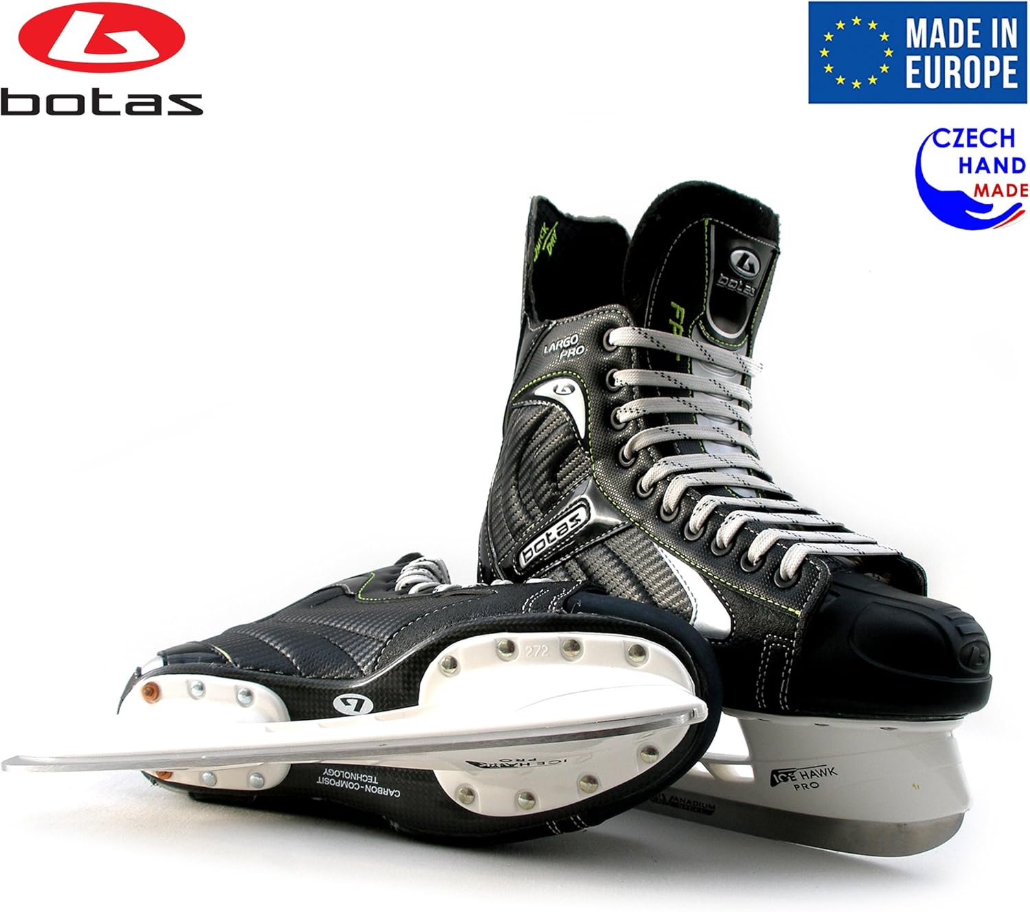 Botas - Largo 571 PRO - Men's Ice Hockey Skates | Made in Europe (Czech Republic) | Color: Black : Sports & Outdoors