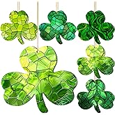 10 Pcs St Patrick's Day Decorations Shamrock Ornaments Set Good Luck Trefoil Pendant Decorations Irish Gifts Shamrock Decorative Hanging Ornaments for St. Patrick's Day Window Tree Garden