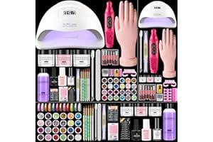 WILFNIEE Nail Kit for Beginners with Everything: Practice Nail Hand U V Lamp Acrylic Nail Liquid Set with Drill Starter Nail Set Gifts for Beginners Home Salon