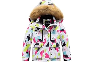 Pursky Girl's Waterproof Ski Jacket Kids Winter Snow Coats Fleece Raincoat Parka