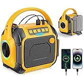 Portable Bluetooth Speaker Compatible for Dewalt 20V Battery(NO Battery), Wireless Speaker with FM Radio, 3.5mm AUX Audio Port, USB/Type C Charging & TF-Card Input, for Outdoor Jobsites Camping