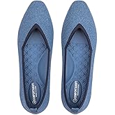 Frank Mully Women's Square Toe Knitted Flats Breathable Lightweight Slip-On Shoes with Arch Support for All-Day Comfort