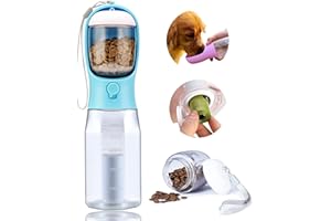 AVELORA Dog Water Bottle with Food Container, Portable Pet Dog Water Dispenser for Outdoor Walking,Hiking,Travel,Puppy Essentials,Puppy Supplies,Replaceable Waste Bags