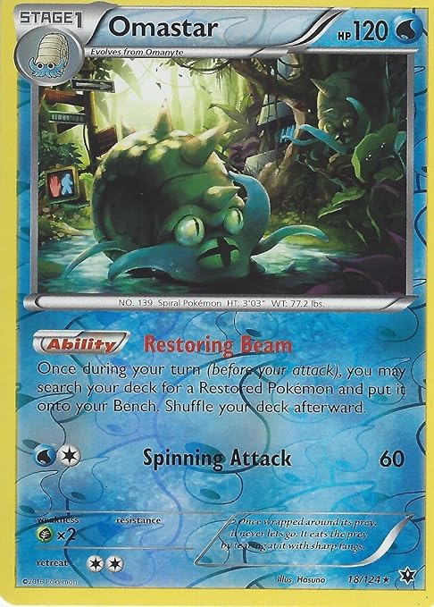 Pokemon Xy Fates Collide Omastar 18 124 Reverse Holo Card Amazon It Sport E Tempo Libero