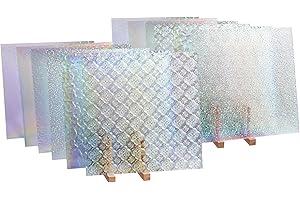 CHICSHIS (10 Sheets) 12”x12” Iridized Transparent Stained Glass, Assorted Textured Art Glass for Mosaic & DIY Projects, Large Mosaic Tiles Pack with Stunning Shimmering Finish for Home Decor