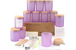MILIVIXAY 12 Pack 12 OZ Matte Purple Glass Candle Jars with Lids and Candle Making Kits - Bulk Empty Candle Jars for Making C
