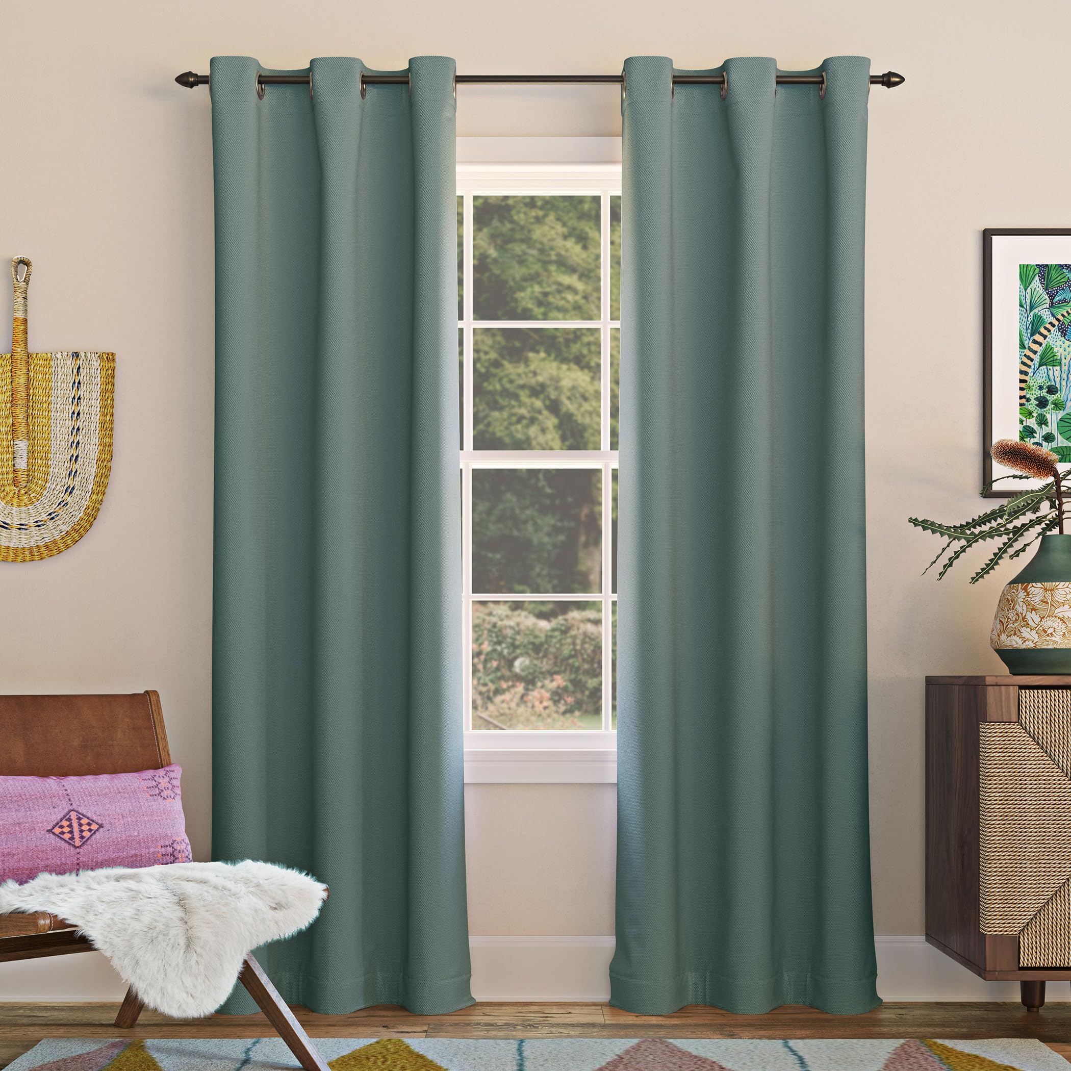 Sun Zero Easton Energy Saving Blackout Grommet Curtain Panel, 40" x 84", Mineral — image 1