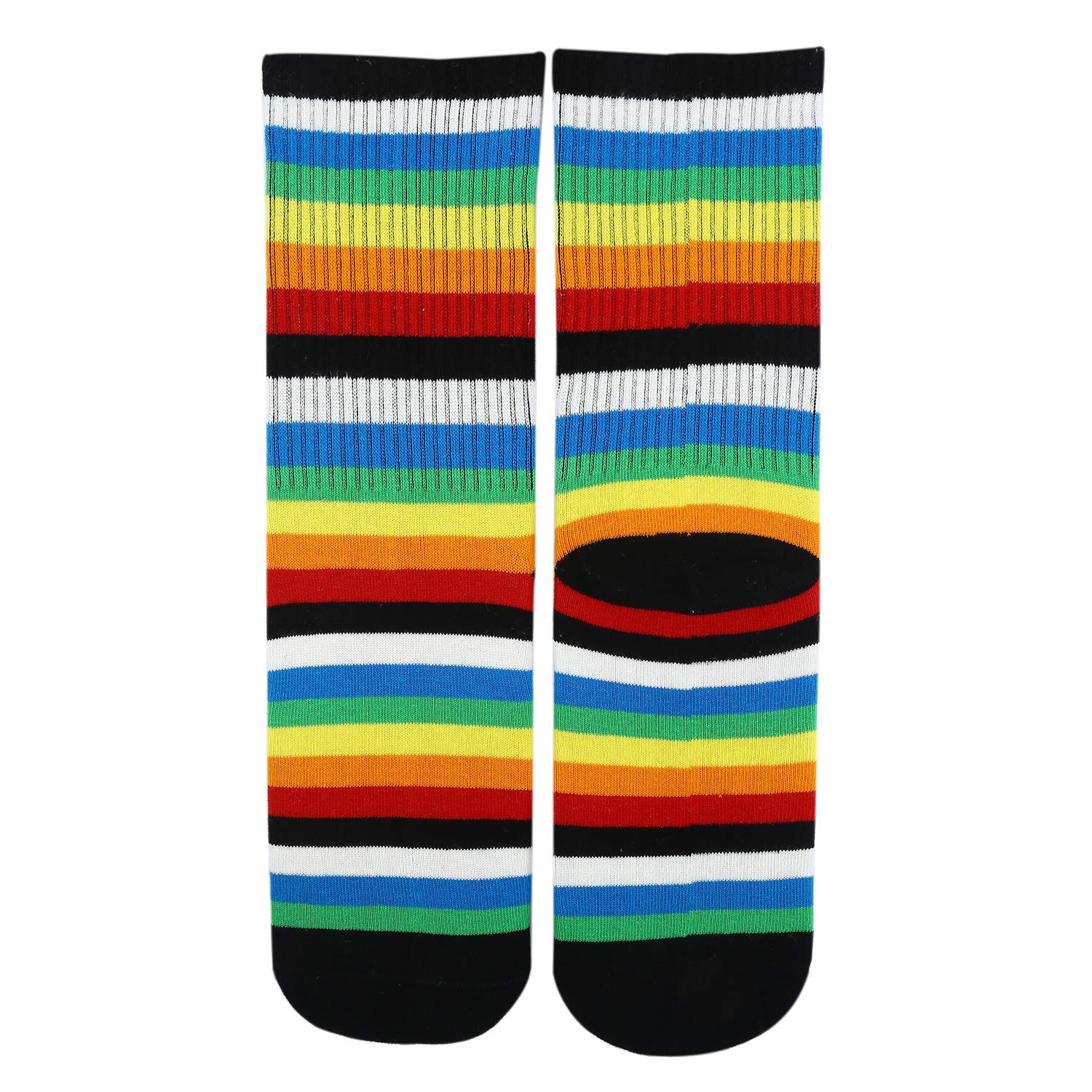 Sallcks Rainbow Socks Womens Stripes Cotton Crew Socks Colorful Hipster Dress Socks