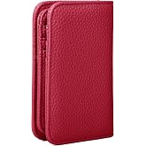 Julia Buxton Pebble Vegan Leather Snap Card Case, RFID Wallet Cases for Women,for Travel &amp; Daily Use, Gift Idea, Red