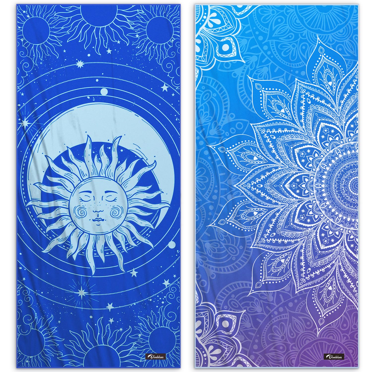 Diveblues Microfiber Beach Towel Fast Drying, Extra Large 71" x 32" Sand Free Beach Towel Super Lightweight Towels for Swimming Pool, Camping, Picnic, Yoga Gym Sports