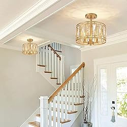 Crystal Ceiling Light Fixture, Modern Semi Flush