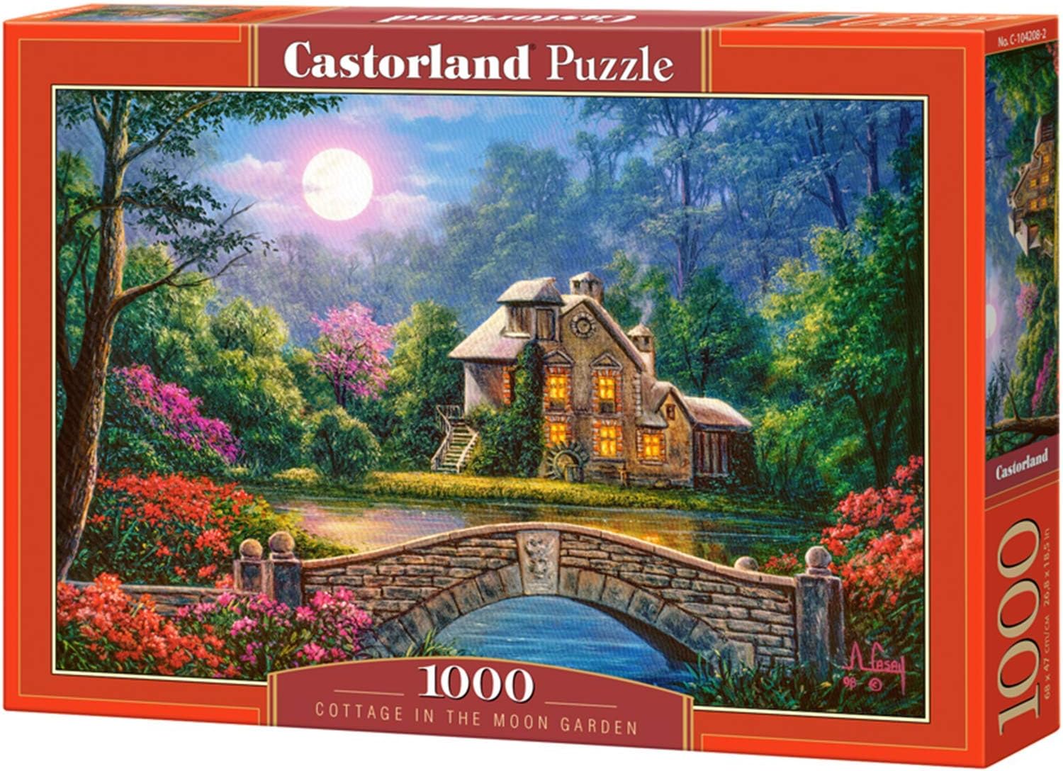 Jigsaw Puzzles for Adults - Nature Puzzles - 1000 Piece Puzzles - Cottage in The Moon Garden - Difficult Family Puzzles - Nature Jigsaw Puzzles - Scenic Puzzles