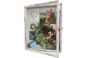 Hodeframe 13x16 Wedding Bouquet Shadow Box Display Case,1.5-inch Depth Shadow Box Picture Frame, Wedding Bouquet Memorabilia Medals Photos Memory Box-Large Shadow Box Frame with Real Glass Door