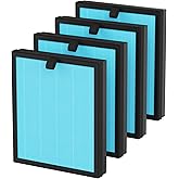 CFKREYA 4 Pack MK07 Air Filter Replacement Compatible with AROEVE MK07 Air Purifier, 4-in-1 Replacement Filter, Standard Version, Blue