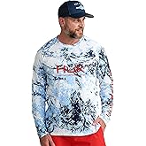 HUK Mens Pursuit Pattern Crew Sleeve Shirt, Performance Shirt