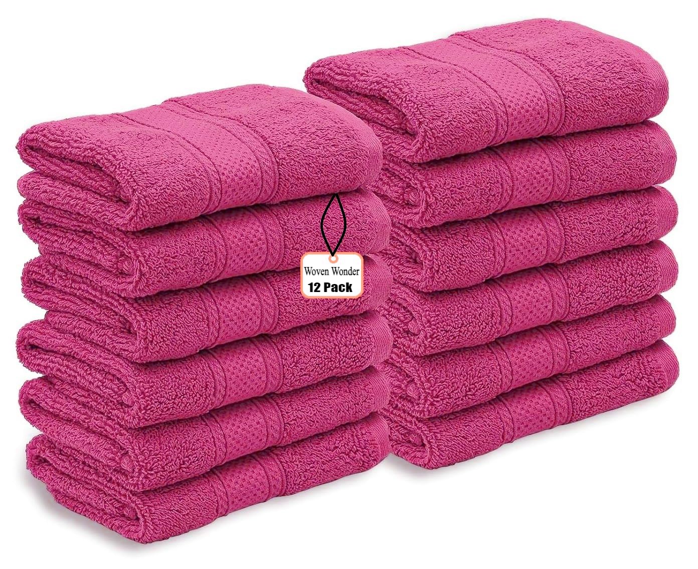WovenWonder 12 X Cotton Face Cloth Towels 100% Egyptian Cotton -500GSM Super Soft Flannels Washcloths (30 x 30 cm) Fingertip Gym Towels Facial Cloths (Pink)