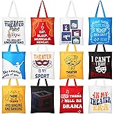 Paterr 12 Pcs Theater Canvas Tote Bags Bulk Theatre Gifts for Women Musical Lovers Gift Reusable Grocery Shopper Bag for Fans Teens Actors Students Drama Shows