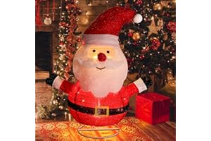 Chonsun Collapsible Lights Christmas Santa Claus Lighted with LED Warm White Lights Christmas Outdoor Light Decor for Yard Lawn Porch Garden Living Room Bedroom Indoor Outdoor