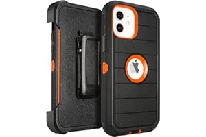 SAIBORO for Defender Phone Case iPhone 11 Case with Belt Clip, Shockproof for iPhone 11 Case Heavy Duty Rugged, 3 Layers of Sturdy,for iPhone 11 Cases, Military-Grade Cover for iPhone 11 Case (Black & Orange)