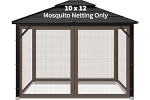 IHEQARD Gazebo Replacement Mosquito Netting Outdoor Universal Gazebo Canopy 4-Panels Screen Sidewalls with Zipper for Patio Garden Yard Backyard (Mosquito Net Only) (10x12, Coffee)