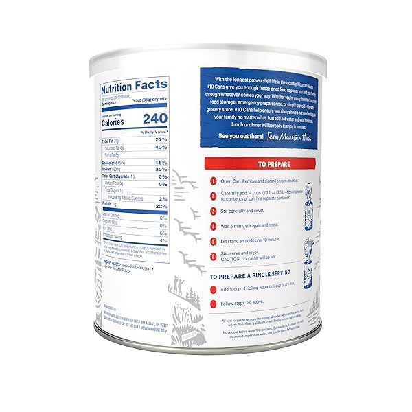 MOUNTAIN HOUSE PORK SAUSAGE & FREEZE-DRIED FOOD FOR CAMPING, 25 SERVINGS, 30-YEAR SHELF-LIFE