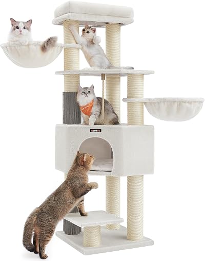 Feandrea Cat Tree Large Cats Heavy-Duty with Warm Pads 9 Scratching Posts