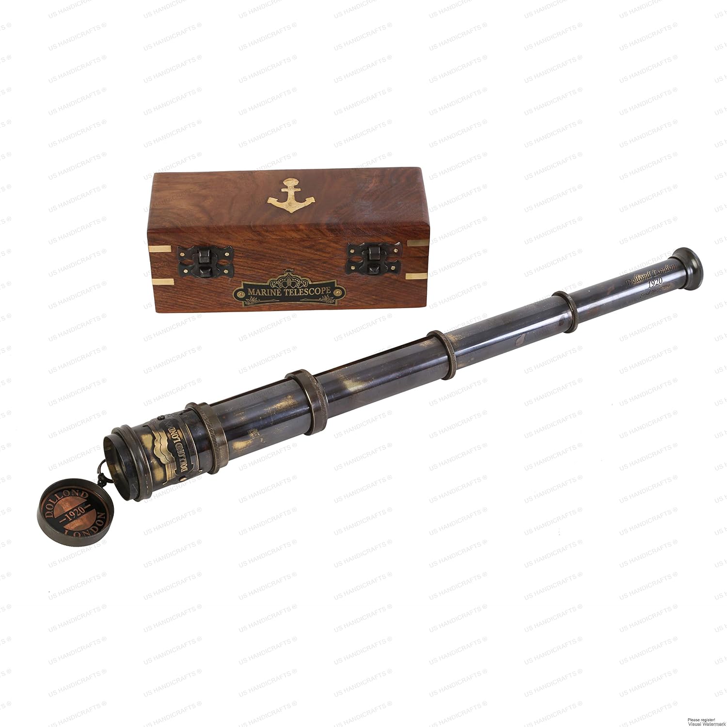 US HANDICRAFTS Vintage Nautical Handheld Brass Telescope With Wood Box - Nautical Captain Spyglass Telescope - Image 4
