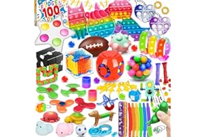 HHOBBY STARS (100 Pcs) Fidget Toys Pack, Party Favors Stress Relief & Anxiety Relief Sensory Toy， Classroom Prizes Pinata Filler Treasure Box，Stocking Stuffers Gifts for Kids Boys Girls Teens