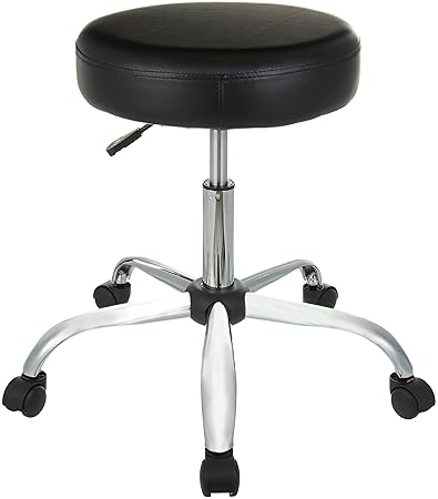 AmazonBasics Height Adjustable Office/Bar/Kitchen Stool with Bonded Leather Upholstery, Black