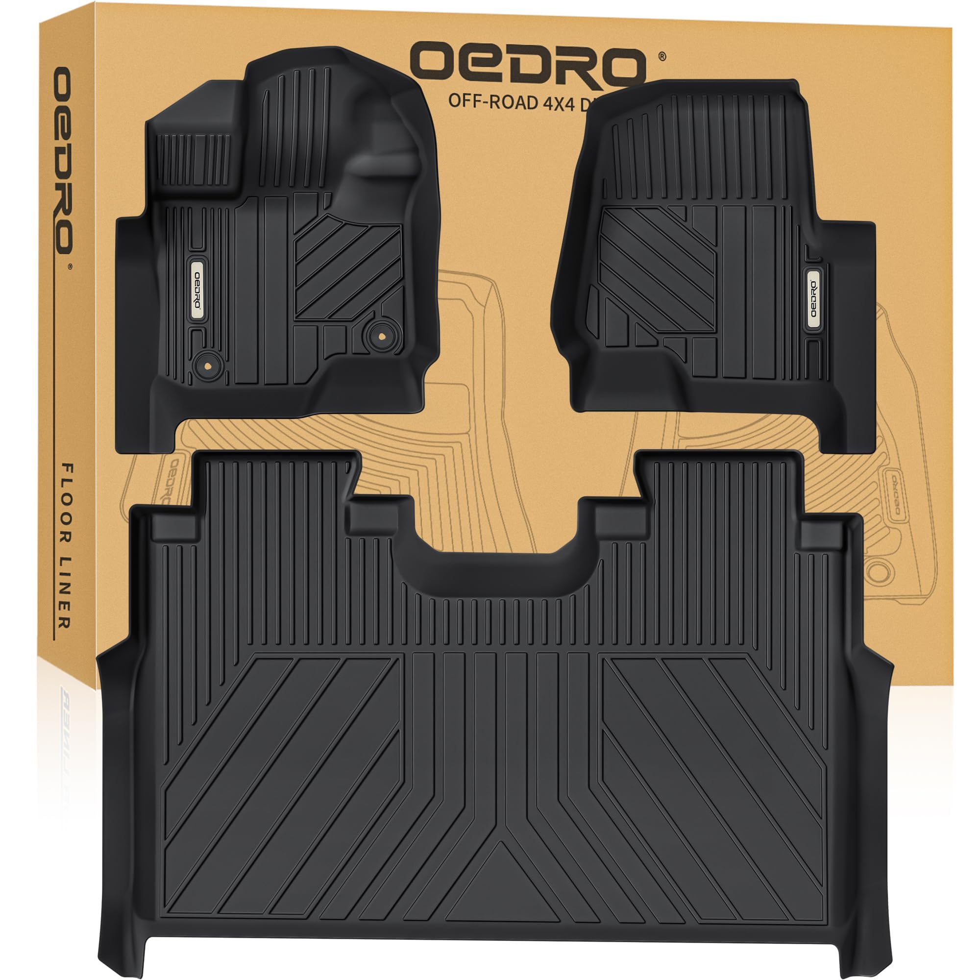 OEDRO Upgraded Floor Mats Fit for 2015-2025 Ford F-150/ F150 Lightning SuperCrew Cab(Not Fit Rear Seat with Under-Seat Fold Flat Storage), All-Weather TPE Floor Liner, Black Image OEDRO Upgraded Floor Mats Fit for 2015-2025 Ford F-150/ F150 Lightning SuperCrew Cab(Not Fit Rear Seat with Under-Seat Fold Flat Storage), All-Weather TPE Floor Liner, Black Image