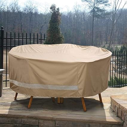 Patio Armor SF46617 Ripstop Deluxe Round Table and Chair Set Cover, Taupe