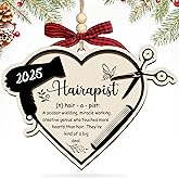 HEXMOZ Hairdresser Christmas Ornament 2025 - Gifts for Hairdressers, Hair Stylists, Female Barbers - Funny Hair Dresser, Hairstylist, Beautician Gift for Women - Wood Ornament Decoration