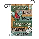 Girlly Cardinal Memorial Garden Flag Double Sided 12x18 Inch Always Loved Never Forgotten Forever Missed Sign Welcome Yard Cemetery Flag Decorations Farmhouse Outdoor Decor Burlap