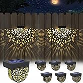 EKQ Solar Fence Lights Wall lihgts Outdoor Decorations 6 Pack Solar Step Lights Outdoor Waterproof LED Solar Powered Warm Yellow Decorative Lighting for Front Door, Backyard, Post(Black)