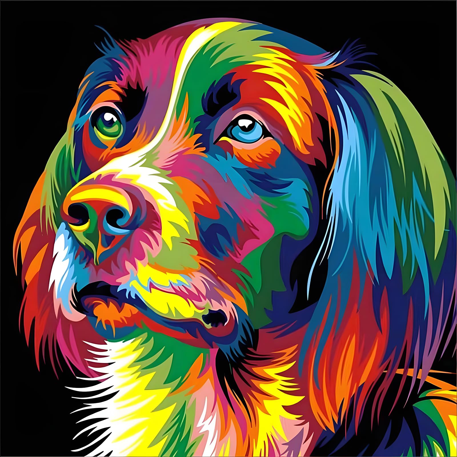 MXJSUA Dog Diamond Painting Kits for Adults, DIY 5D Full Drill Diamond Arts Diamond Painting Kits, Gem Painting Round Drill Crystal Rhinestone Pictures Arts Craft for Home Decor Colored Dog 30x30 CM