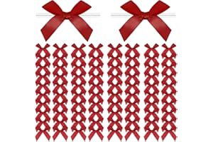 ADODOTOE Twist Tie Bows, 100 Pcs Satin Twist Tie Bows for Treat Bag Satin Ribbon Tie Bows for Tying Up Packages Present Bags Bakery Candy Bags Decorating Ribbon Bow Gift Wrap Bows (red)