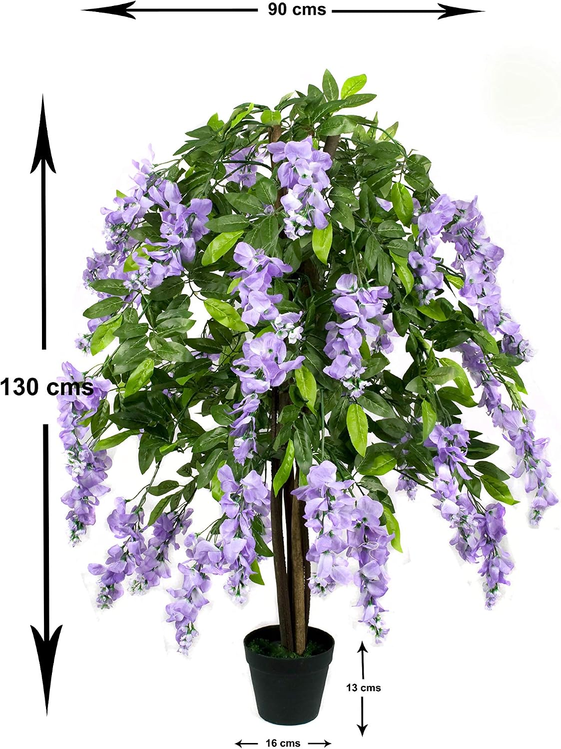 Artificial Lilac Wisteria Tree 130cm/4ft Potted Plant, Lilac 4ft, 121.9 cm - Image 3