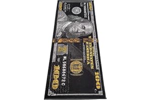 HUAHOO Black Money Rugs 100 Dollar Bill Area Rug Door Mat Runner for Living Room Bedroom Indoor Outdoor Rug 22" x 53"