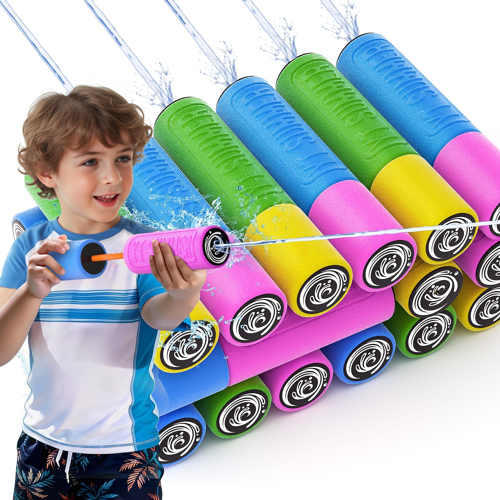 BLmukce Water Guns for Kids Adults Toddler, High-Capacity Foam Squirt Gun Toy, Summer Fun Water Toys for Pool Outdoor Beach Games, Water Blaster for Ages 4-8 8-12 Boys Backyard Party Play (6.3" 18PCS)