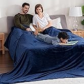 Berkshire Blanket VelvetLoft Big Oversized King Family Blanket, All Season Mid-Weight Ultra Silky and Fuzzy, Seamless Extra Large(Dress Blues, 120x120 Inches)