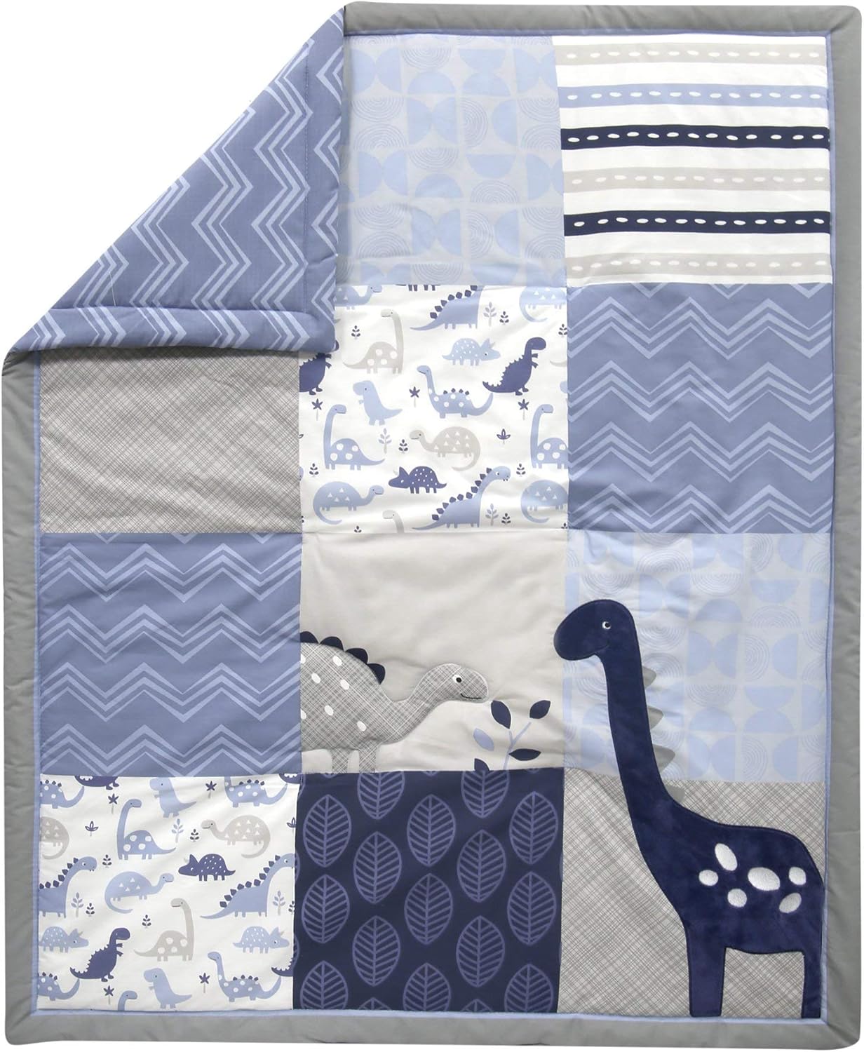 Bedtime Originals Roar Dinosaur 3 Piece Crib Bedding Set, Blue/Gray : Baby