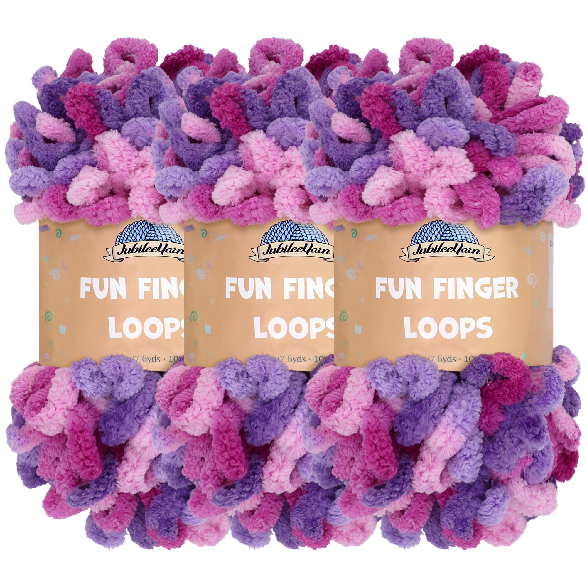 JubileeYarn Fun Finger Loops Yarn - Polyester Jumbo Weight Loop Yarn - 100g/Skein - Nyx - 3 Skeins — image 1