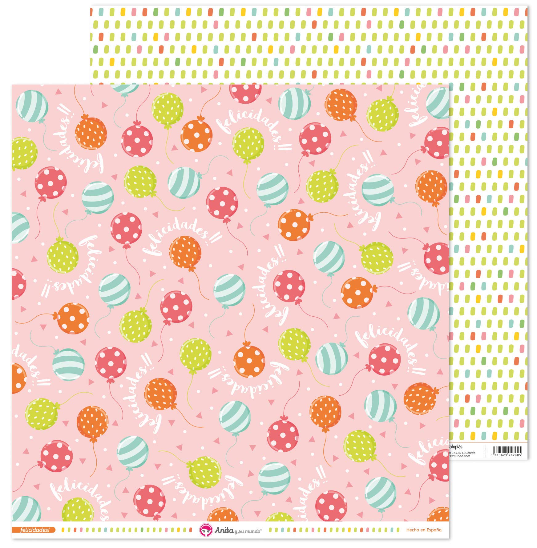 Anita and Su Mundo Collection Congratulations Scrapbooking Papers, Paper, Balloons, 12" x 12"