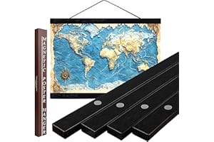 Dacri Home 24 Inch Wide Magnetic Poster Hanger Frame,24x18 24x32 24x36 Wooden Poster Hanger, Strong Magnets for Hanging Posters Maps Pictures Canvas Print Scroll Wall Art (24”, Black)