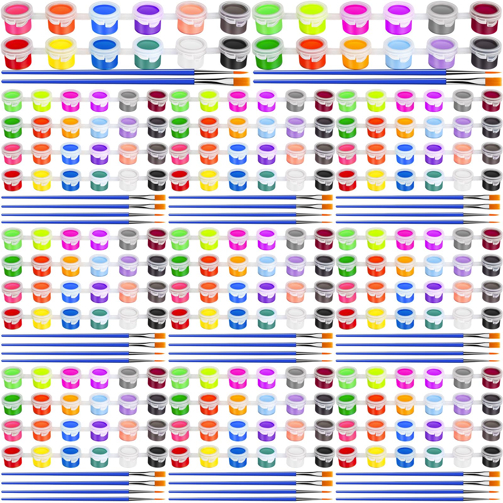 Photo 1 of 280 Pcs 24 Colors Mini Acrylic Paint Set for Kids Adults,Bulk Set of 10 Washable Craft Painting Kit, Acrylic Paint Strips Container with 40 Pcs Paintbrushes for Classroom Party Favors Paiting Gifts