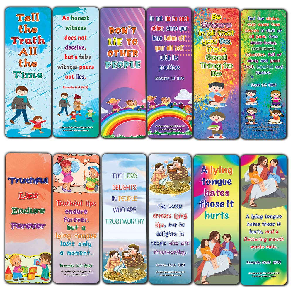 NEBM2230 - Be Honest All The Time Memory Verses Bookmarks for Kids (30-Pack) - Daily Memory Verses for Children