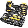 CARTMAN 39 Piece Tool Set General Household Hand Kit with Plastic Toolbox Storage Case Yellow