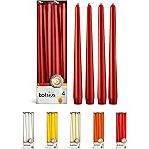 BOLSIUS Dark Red Taper Candles - 4 Pack Unscented 10 Inch Dinner Candle Set - 8 Hours Burn Time - Premium European Quality - Smokeless and Dripless Household Wedding, Spa, and Home Decor Candlesticks
