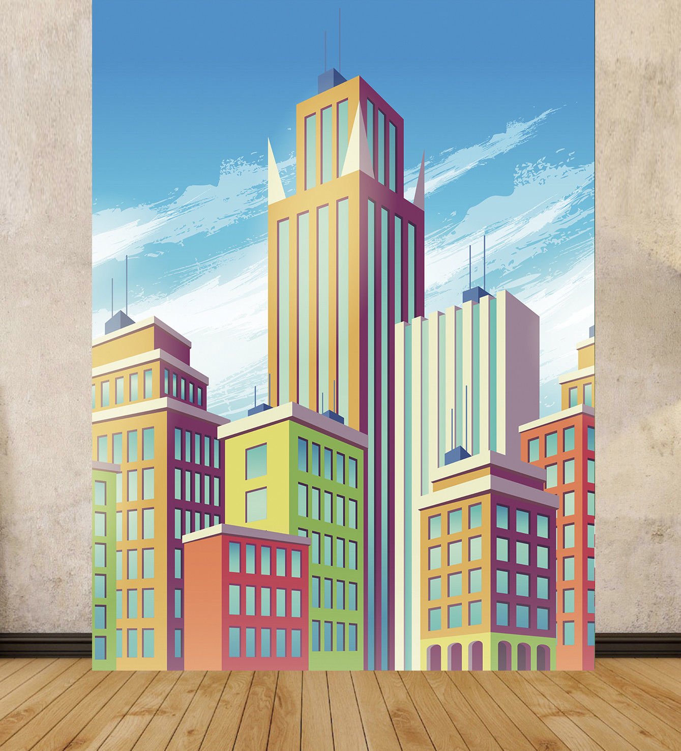 Chicbanners CARTOON BUILDINGS SUPER HEROES PARTY SCENE SETTER LARGE PRINT BACKGROUND BACKDROP LARGE PRINT BACKGROUND BACKDROP LARGE PRINT 1.5m x 2m MAKES IMPACT